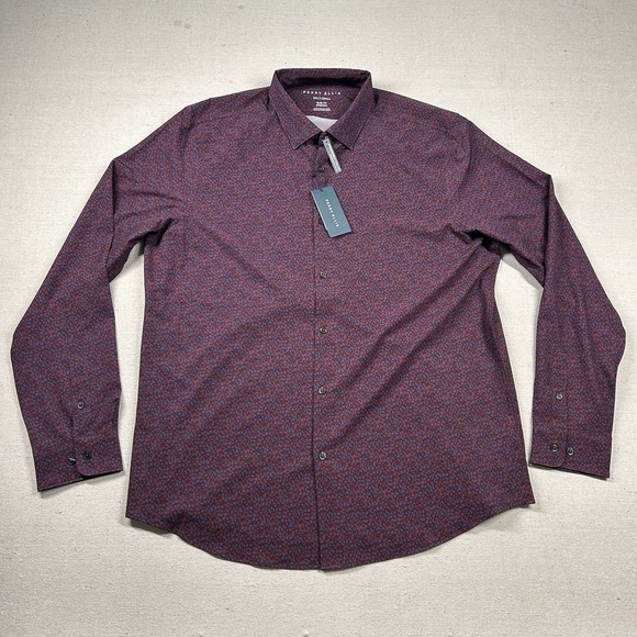 Perry Ellis Shirt Mens 2xlt Tall Slim Total‎ Stretch Floral Button Performance - Picture 1 of 10